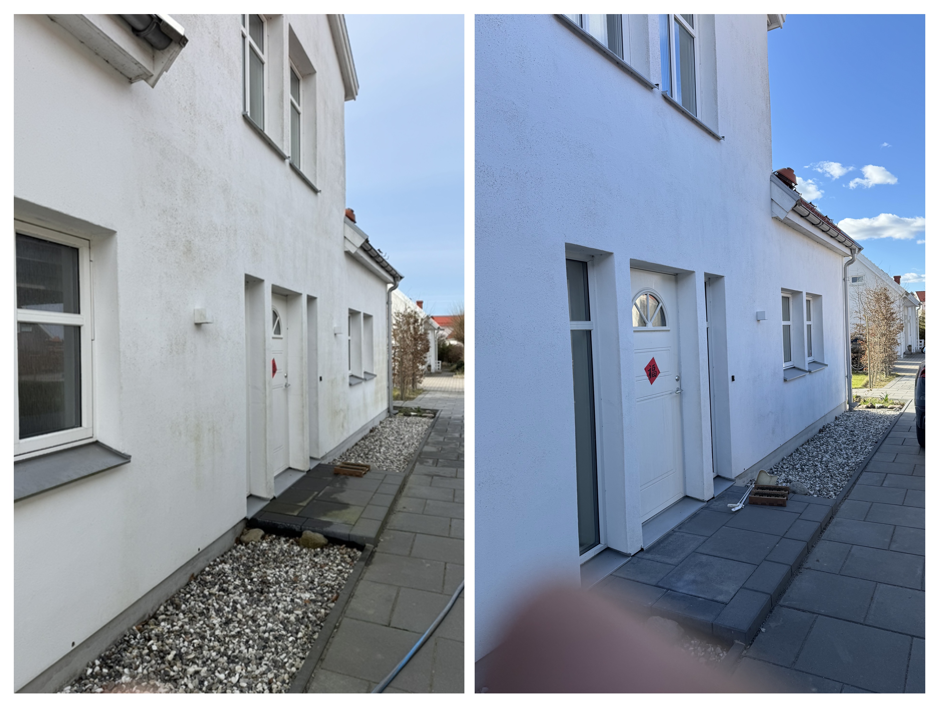 Fasadbehandling , algbehandling med Grön-Fri